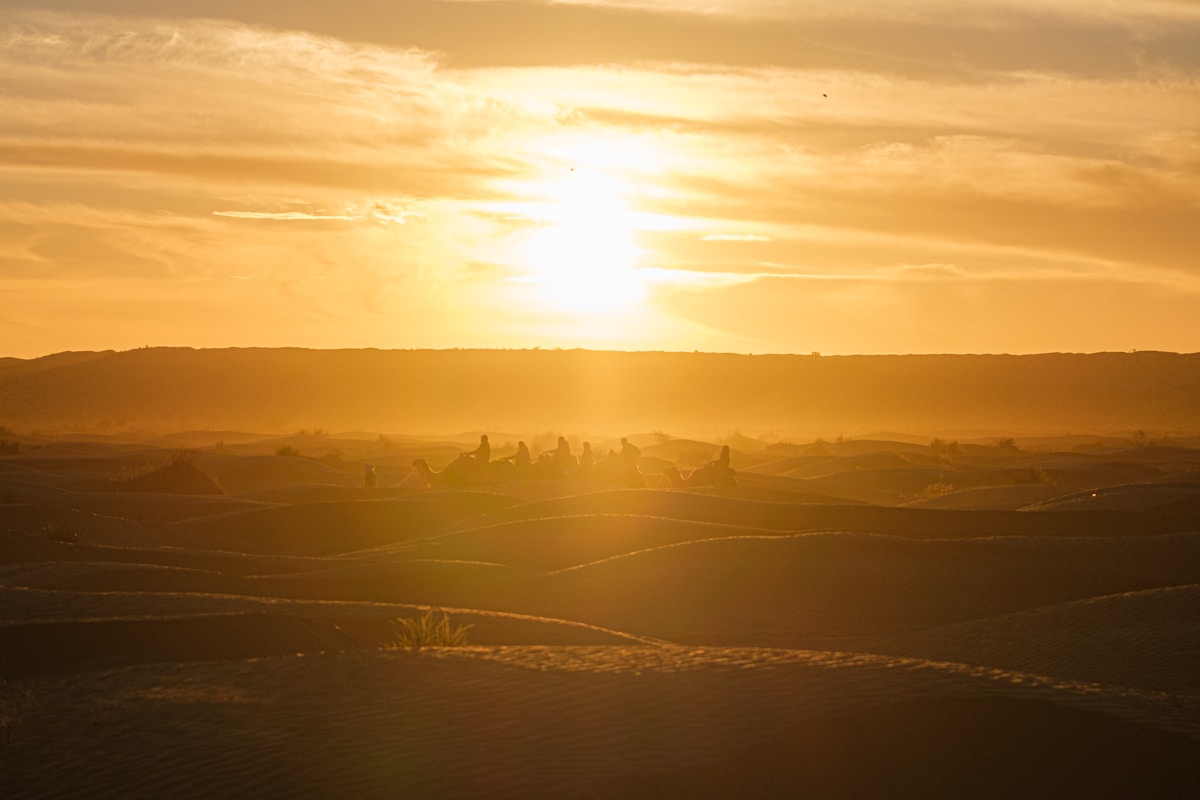 Golden desert landscape at dusk in southern Tunisia — Star Wars filming locations