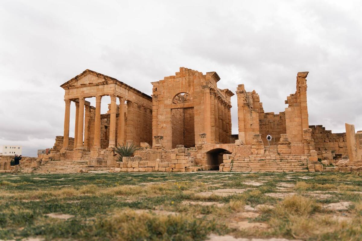 Roman temple ruins at Dougga, a UNESCO World Heritage Site in Tunisia