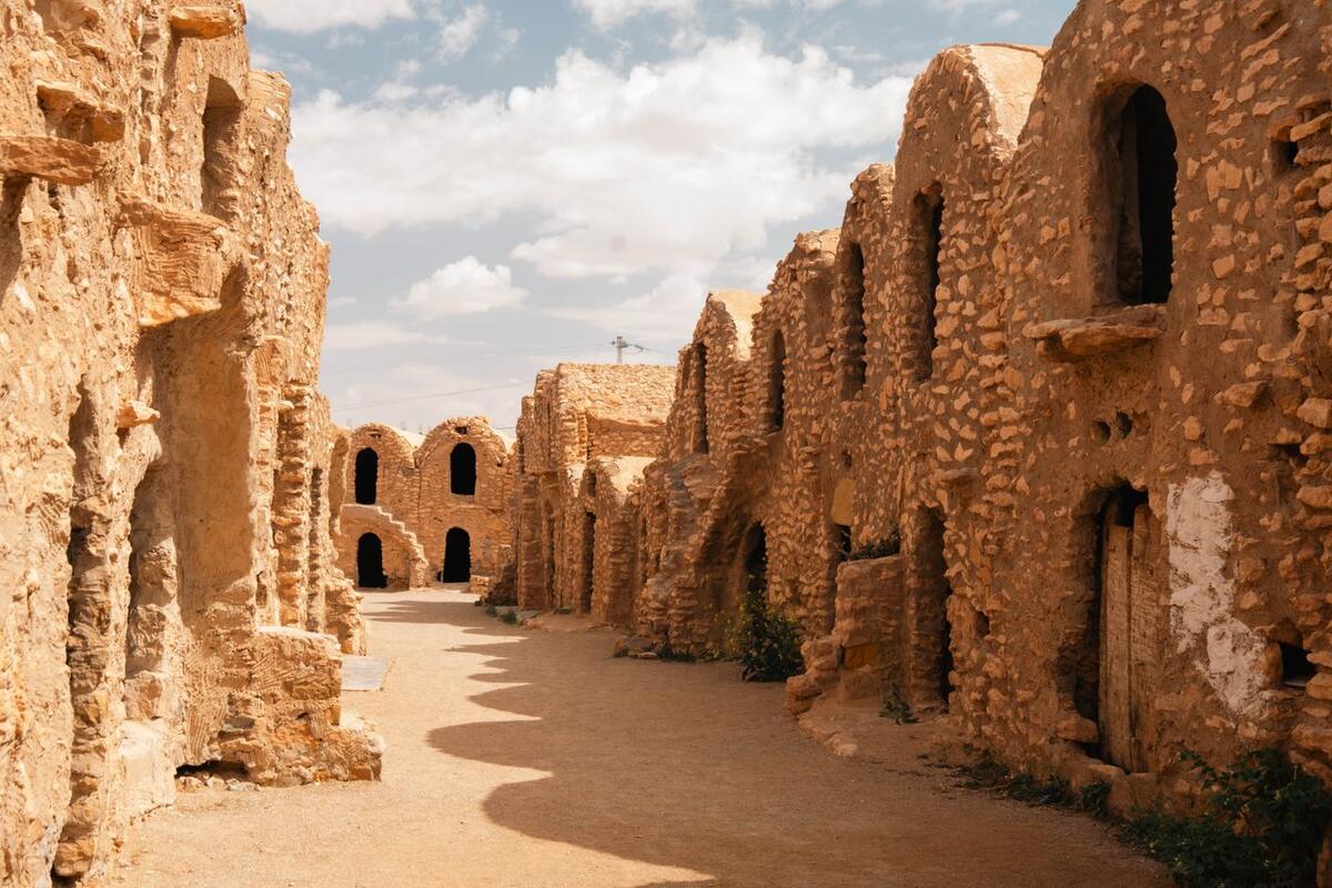 Ancient ksar granaries in the Tunisian desert, a Star Wars filming landscape