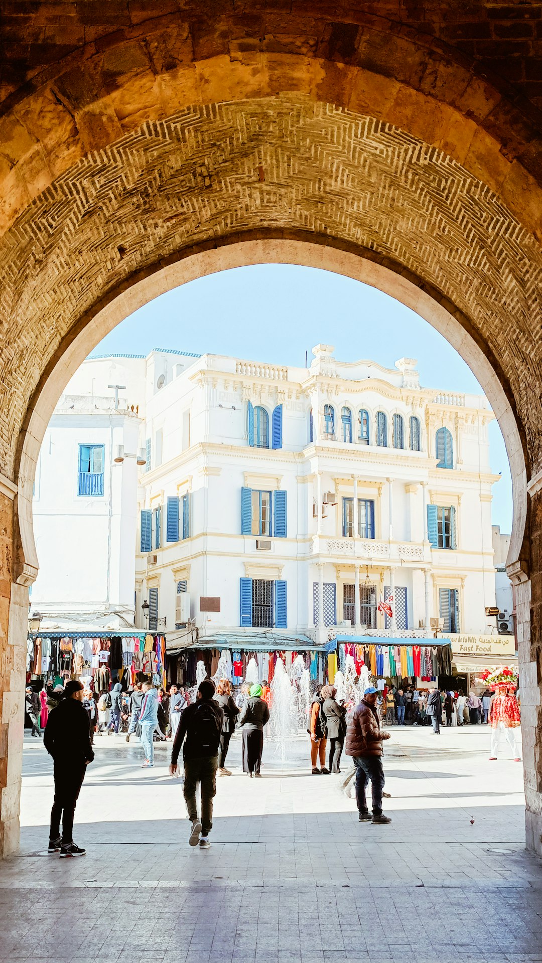 Colourful tiles and archways in a Tunisian medina